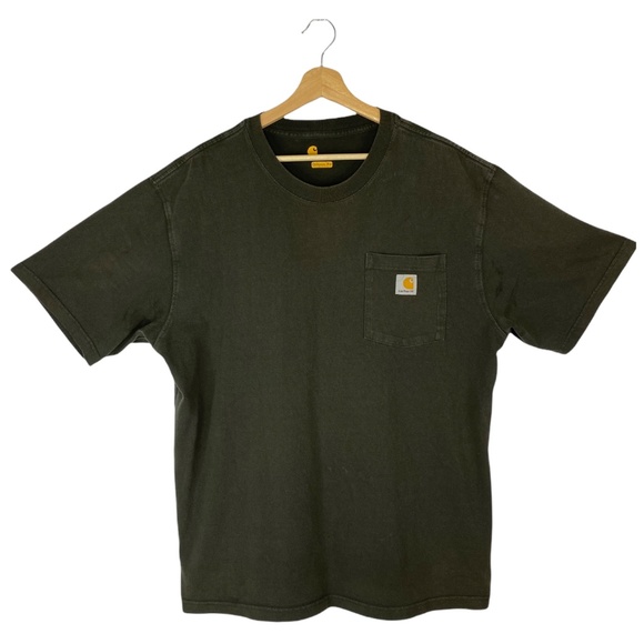 Carhartt Force Dark Moss Green Short Sleeve Relaxed Fit Pocket T Shirt Large - Picture 1 of 9